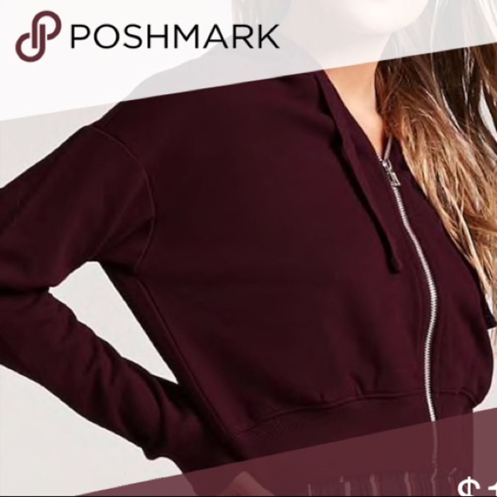 Maroon cropped zip-up sweater